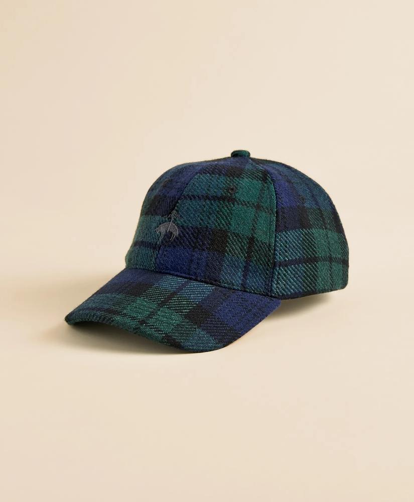Brooks Brothers Black Watch Tartan 
Leather Trim Baseball Cap