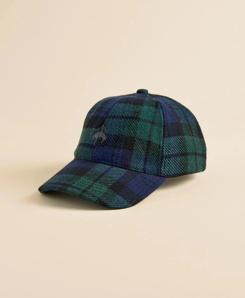 Brooks Brothers Black Watch Tartan 
Leather Trim Baseball Cap 1