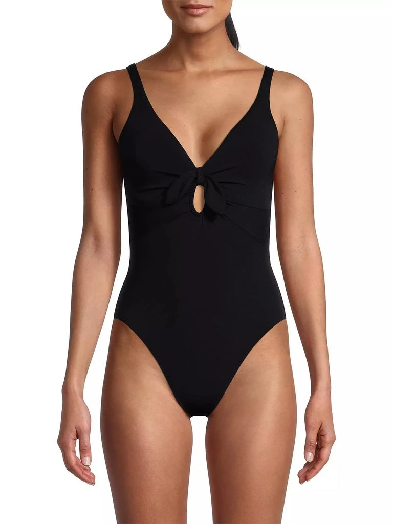 Robin Piccone Ava Plunge Bow One-Piece Swimsuit 3
