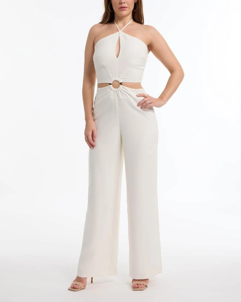 Bebe BEBE Women's Wide Leg Halter Jumpsuit with Keyhole Detail 6