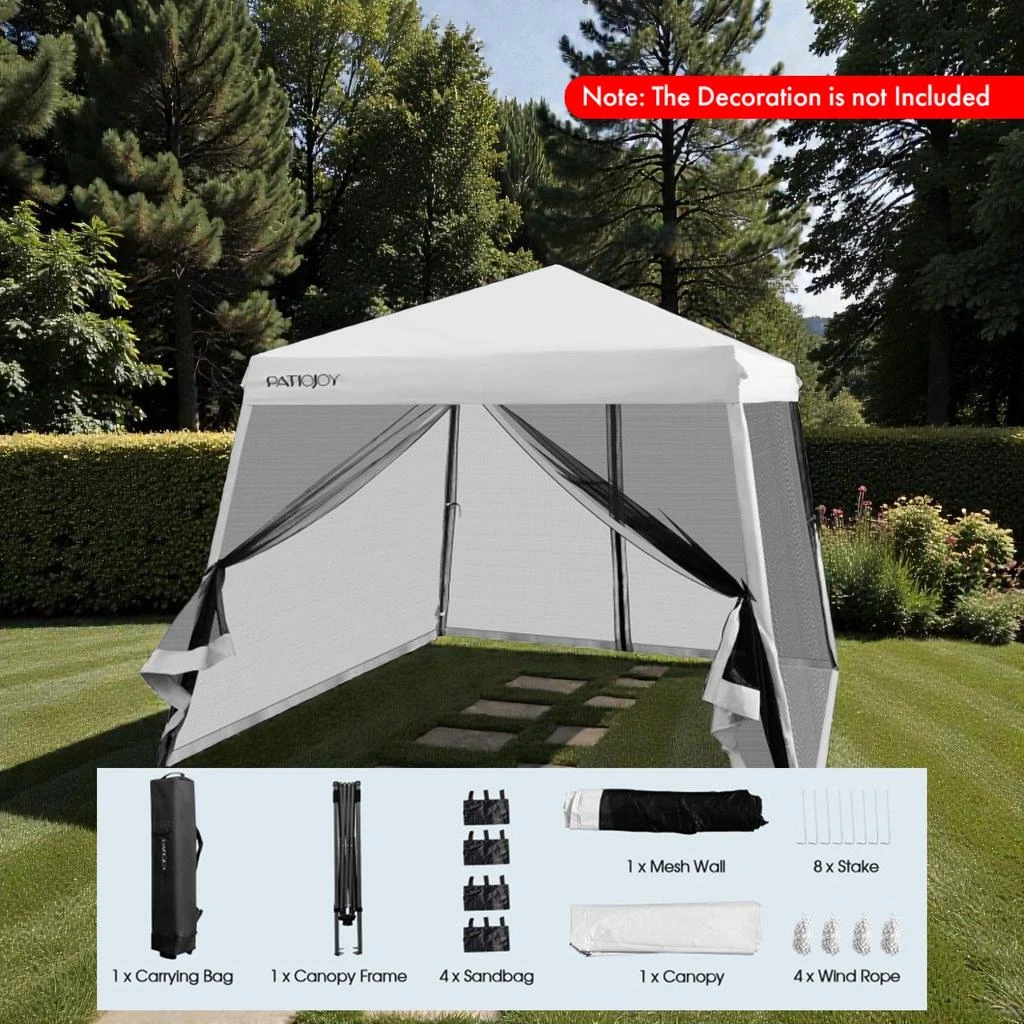 Hivvago Outdoor 10x10 Instant Canopy Shelter with Screen Sidewalls and Roller Case 2