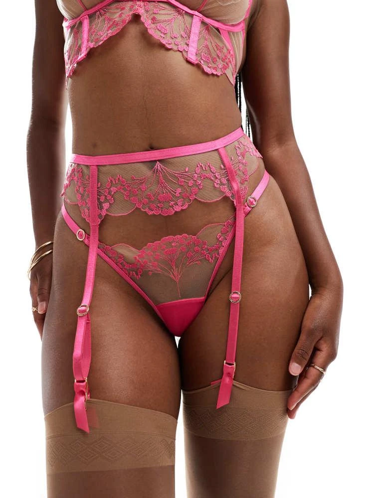 BLUEBELLA Bluebella Marissa lace suspender belt in pink 1