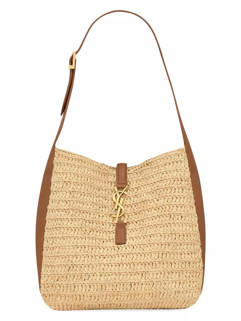 Yves Saint Laurent Le 5 À 7  Supple Small Shoulder Bag in Raffia and Leather 1