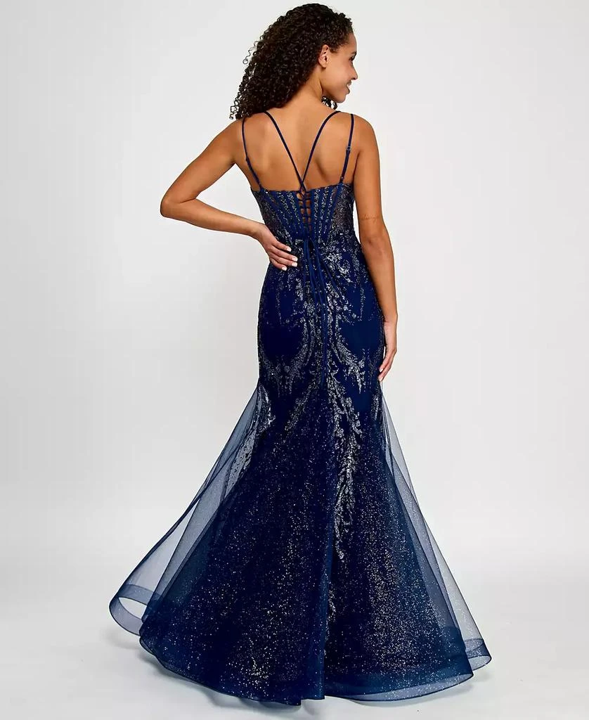 Say Yes Juniors' Glitter Mesh Corset Gown, Created for Macy's 2