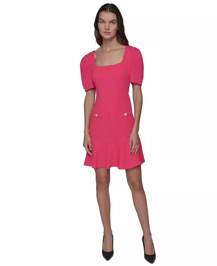 Karl Lagerfeld Paris Women's Puff-Sleeve Flounce-Hem Dress 1