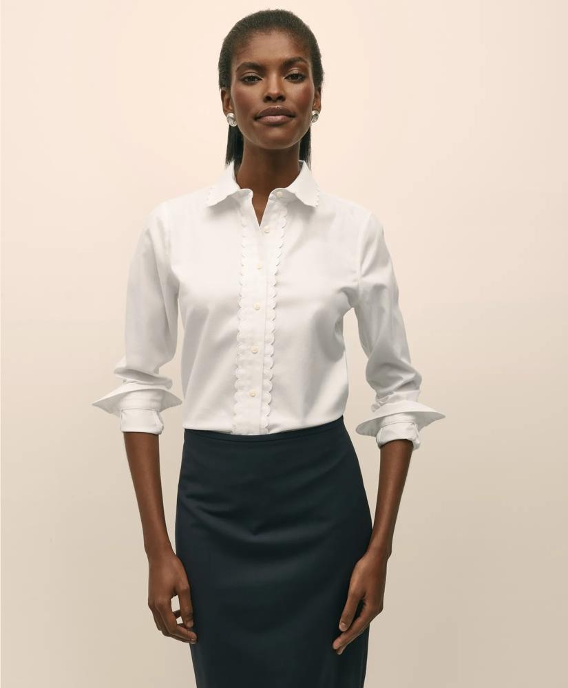 Shop Fitted Non-Iron Supima® Cotton-Blend Scallop Detail Shirt on