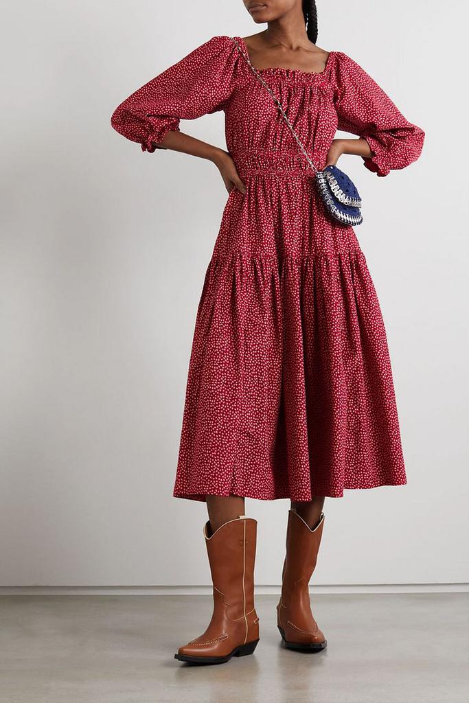 The Great The Reunion printed cotton midi dress