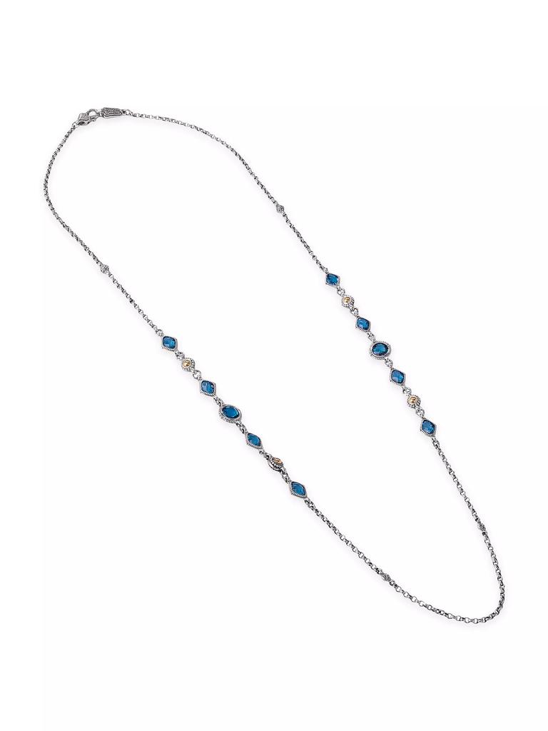 Konstantino Anthos Sterling Silver, 18K Gold & Blue Spinel Necklace