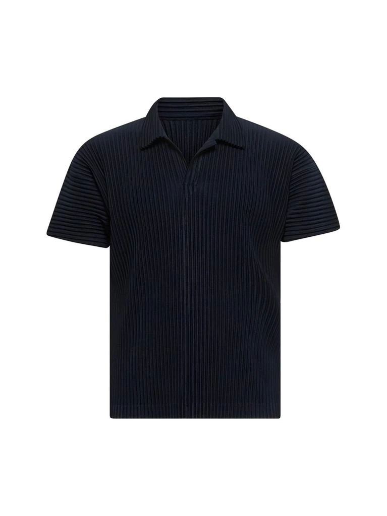 Homme Plissé Issey Miyake Homme Plissé Issey Miyake Pleated Split Neck Polo Shirt 1