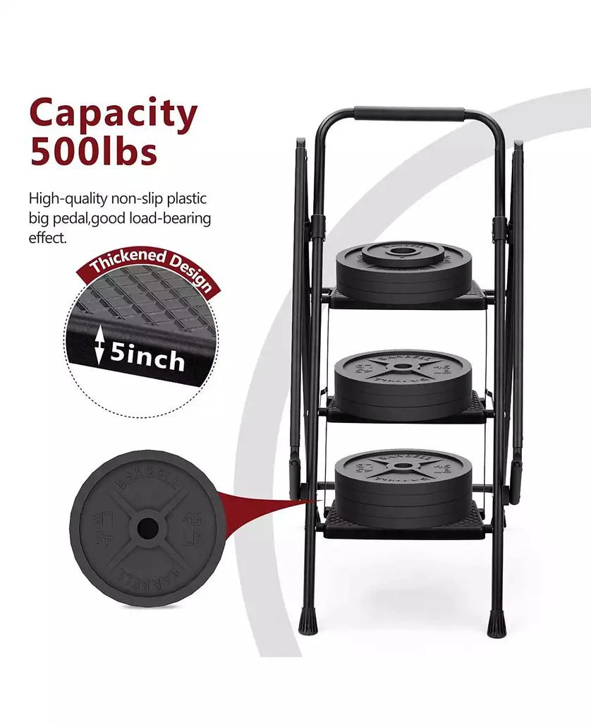 Flynama Four Step Folding Ladder Lightweight Steel Wide Anti Slip Pedal Portable Stool for Home Kitchen Office 10