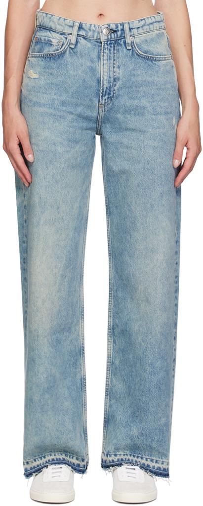 Rag & Bone Blue Logan Wide-Leg Jeans