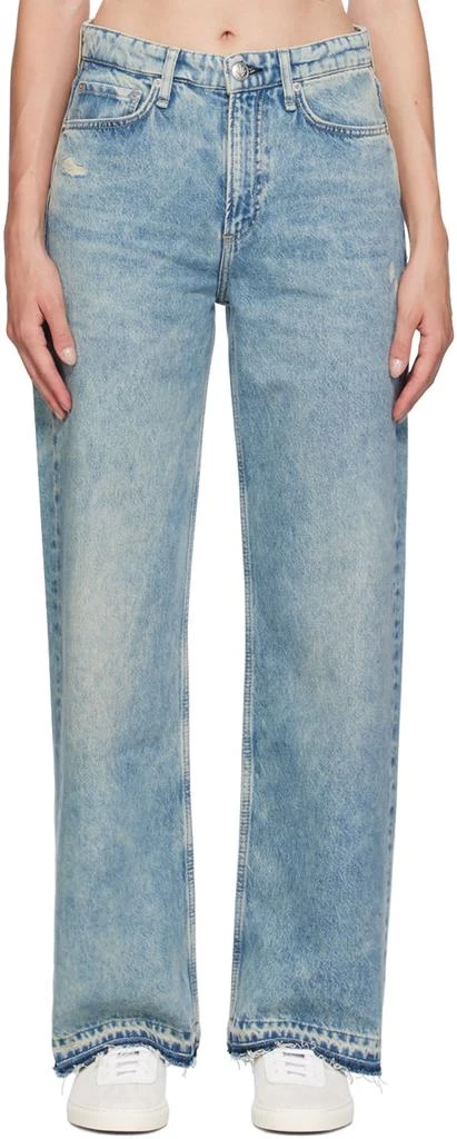 rag & bone Blue Logan Wide-Leg Jeans 1