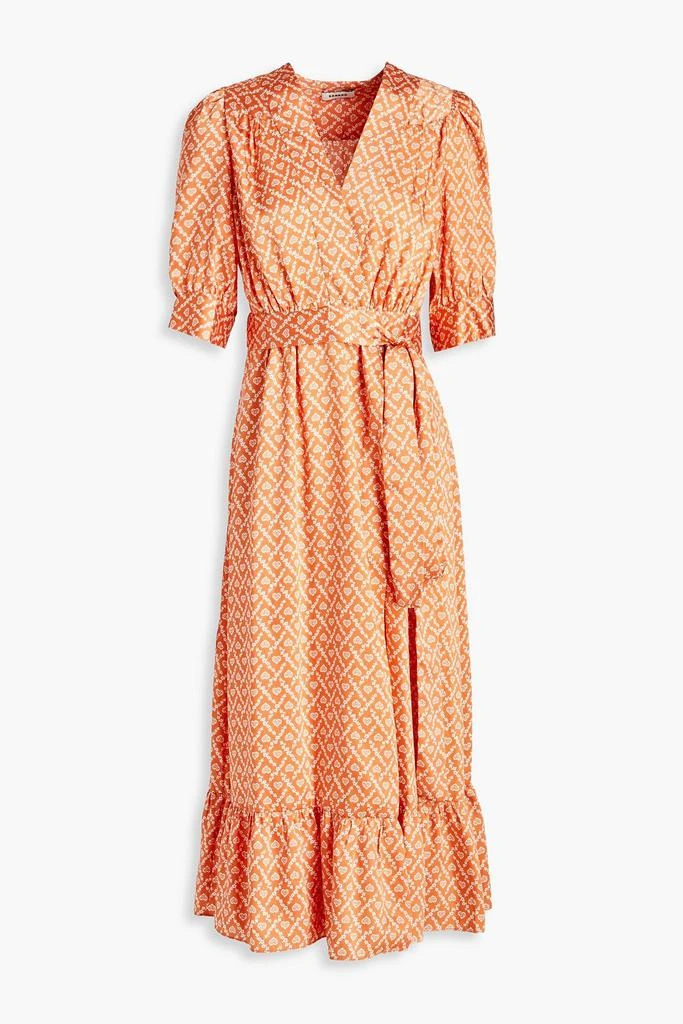 Sandro Printed satin-twill midi wrap dress 1