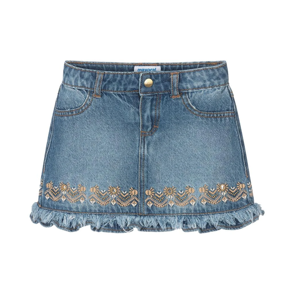 MAYORAL Blue Denim Embroidered Skirt 2