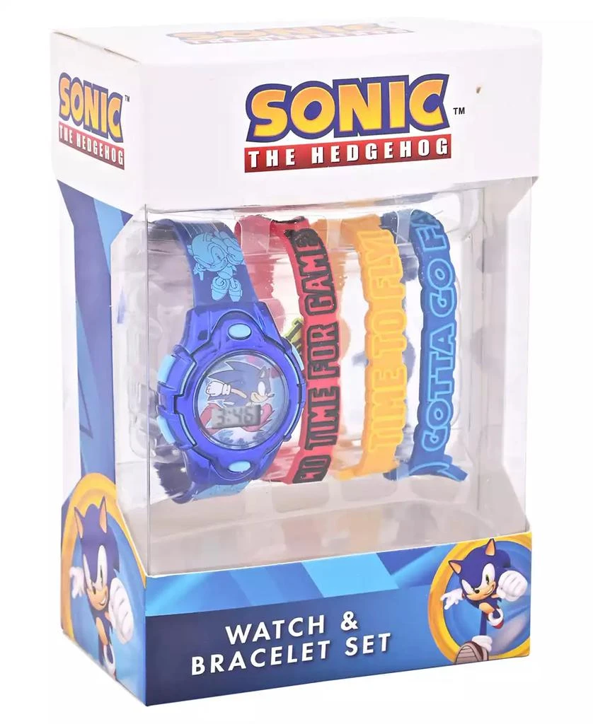 Accutime Kids Unisex Sega Sonic the Hedgehog Blue Silicone Strap Watch 35.5mm Set 8