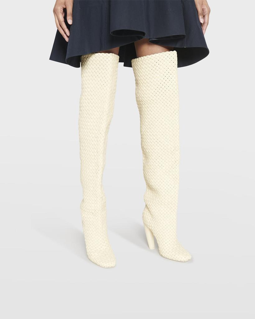Bottega Veneta Intrecciato Woven Lambskin Over-The-Knee Boots