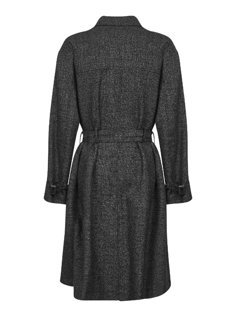 DOLCE & GABBANA | Grey dotted wool double-breasted trench coat
