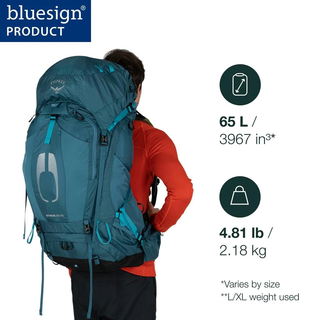 Osprey Osprey Atmos AG 65L Men
s Backpacking Backpack, Black, L/XL 2