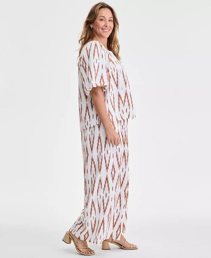 Vince Camuto Plus Size Printed Gathered Wide-Leg Pants