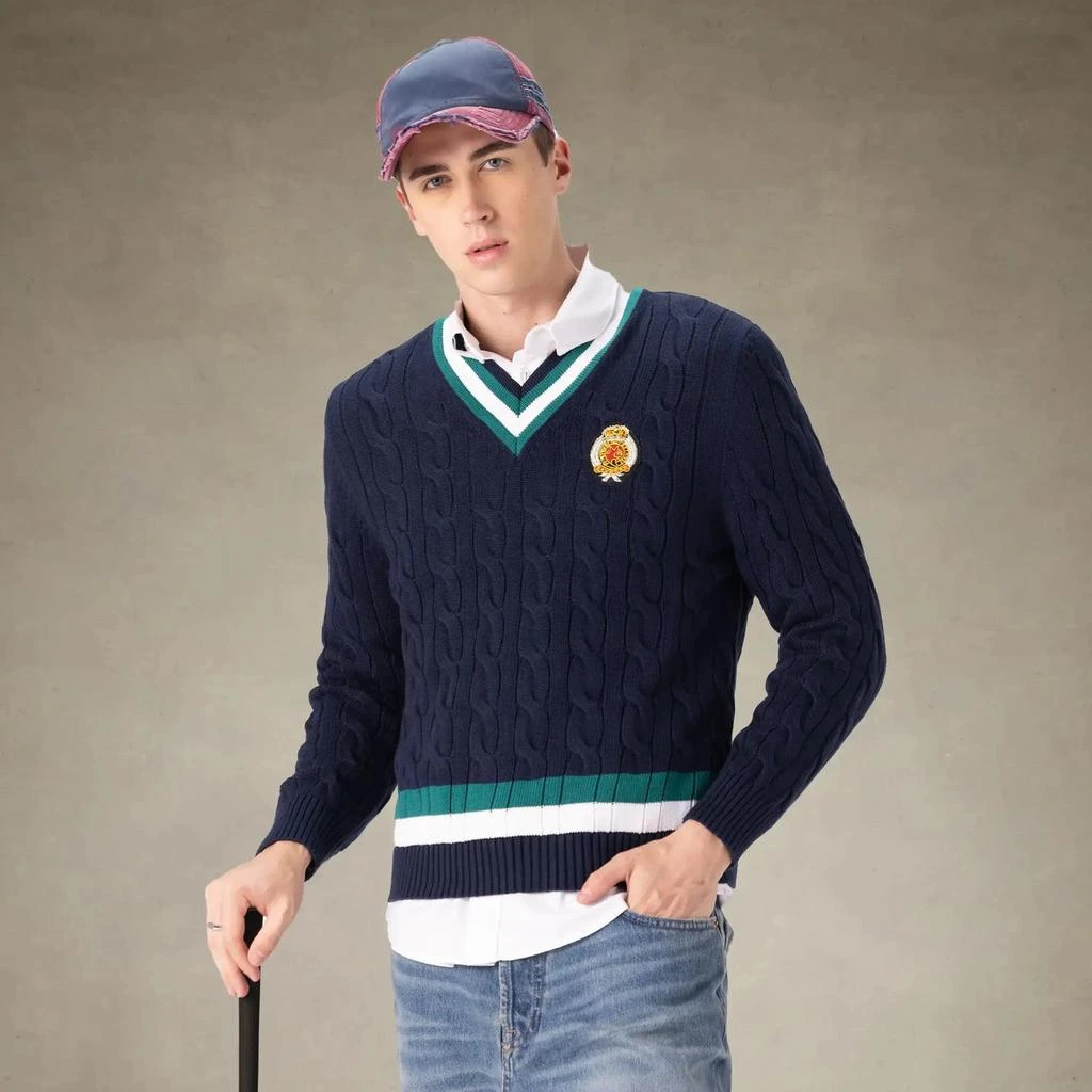 Members Only Men's Cable Knit Cricket Sweater 8