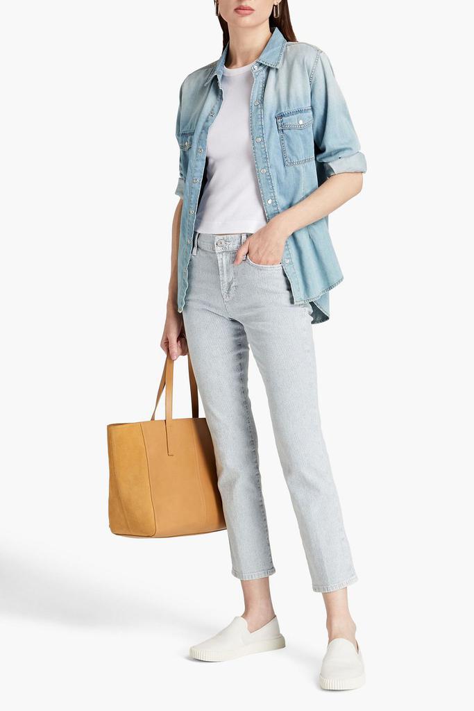 FRAME Le High striped low-rise straight-leg jeans