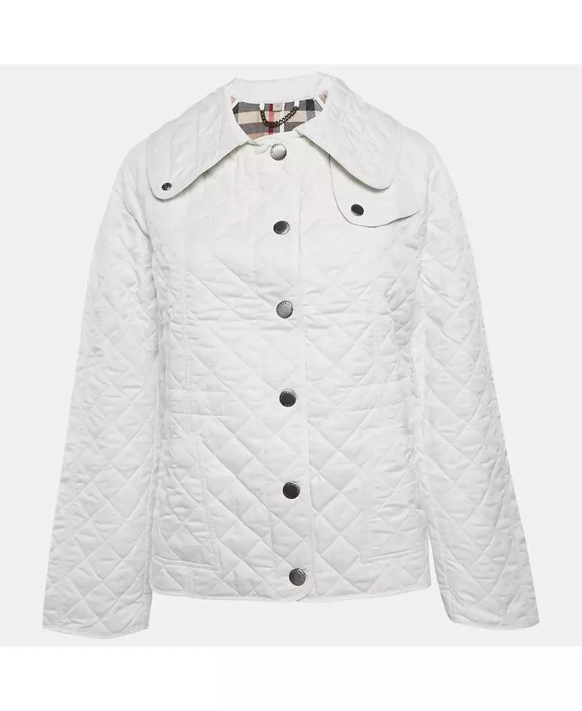 Pre-Owned Burberry Women
s Brit White Synthetic Quilted Button Front Jacket