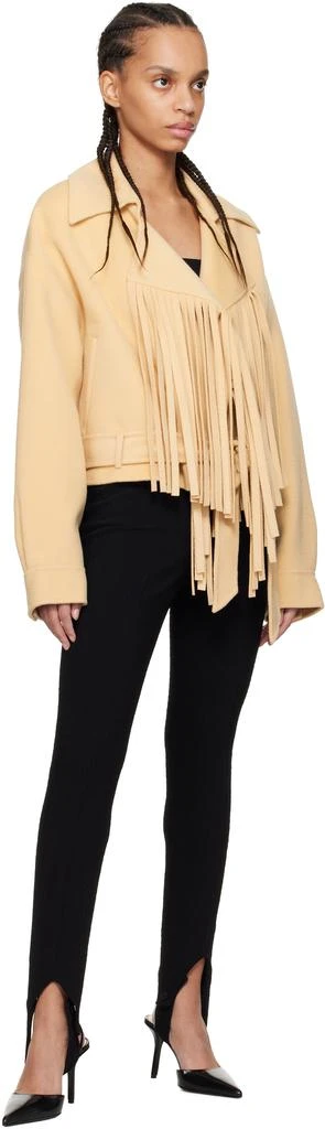 Nanushka Beige Ticia Fringed Double Wool Jacket 4