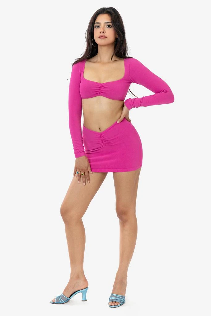 Los Angeles Apparel 8387GD - Garment Dye Ruched Long Sleeve Micro Crop Top 11