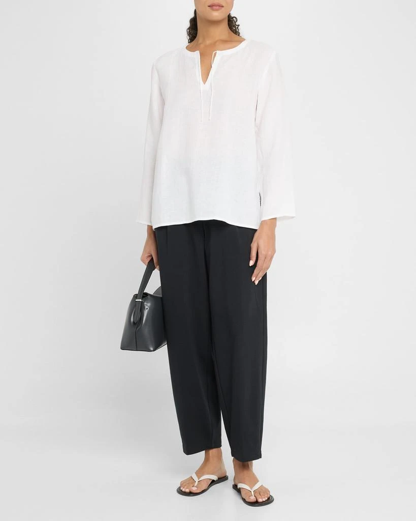 Eileen Fisher Tie-Neck Organic Linen Top 2