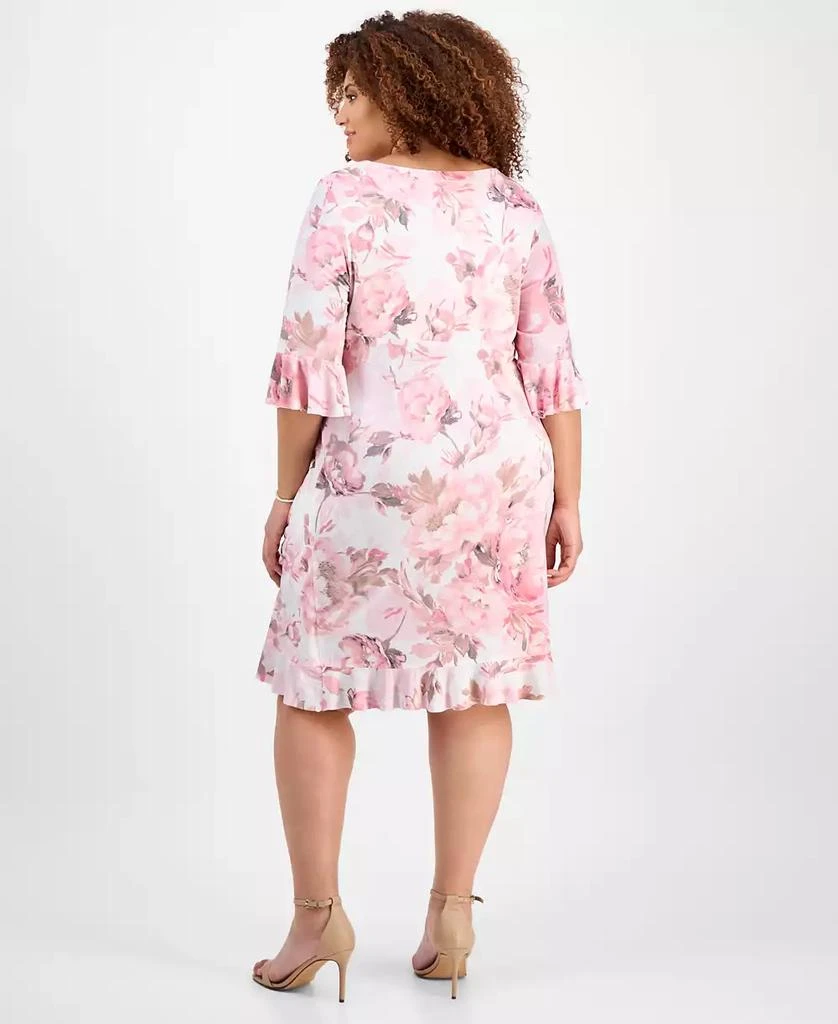Connected Plus Size Printed Boat-Neck Sheath Dress 5