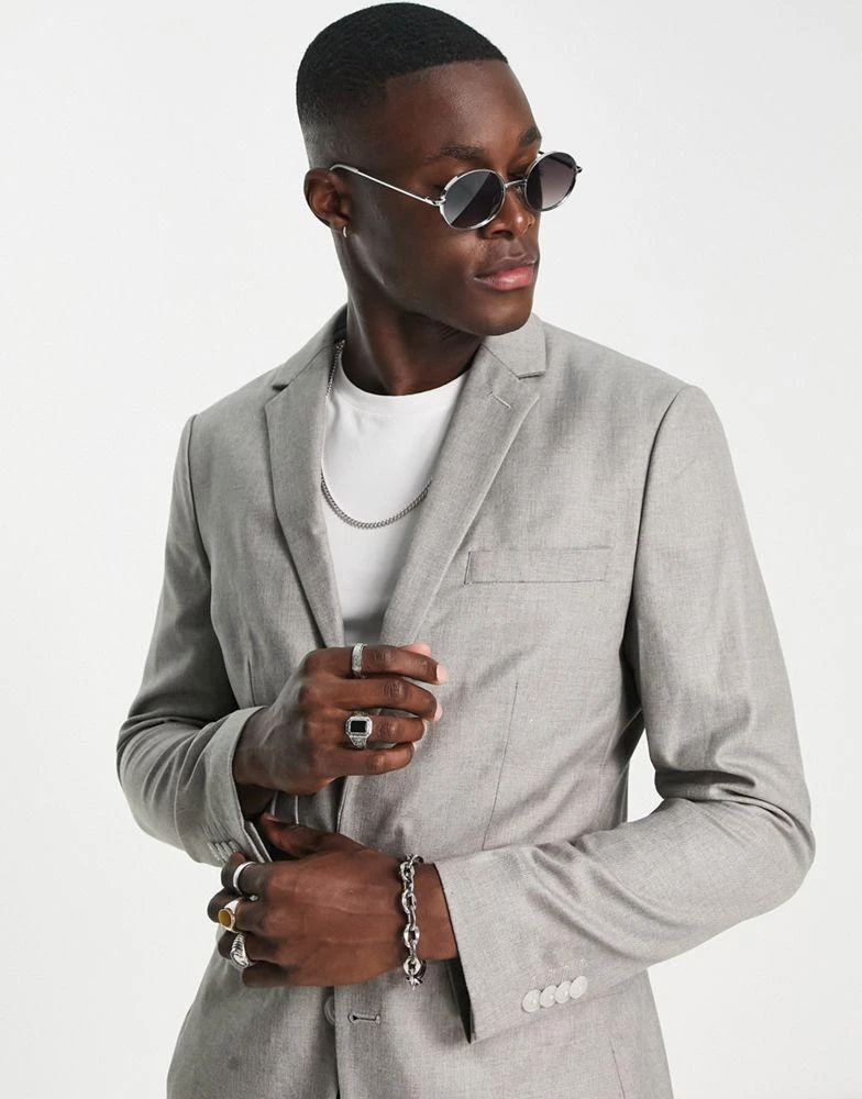 Topman Topman skinny suit jacket in grey 1