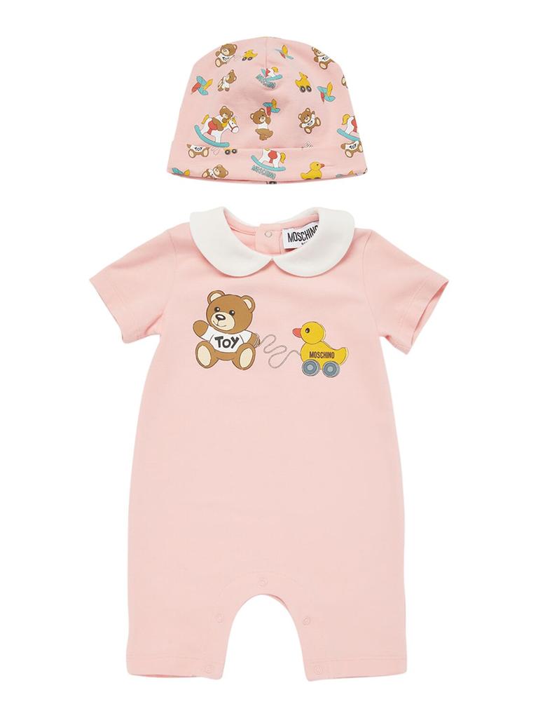 MOSCHINO Cotton Jersey Romper & Hat