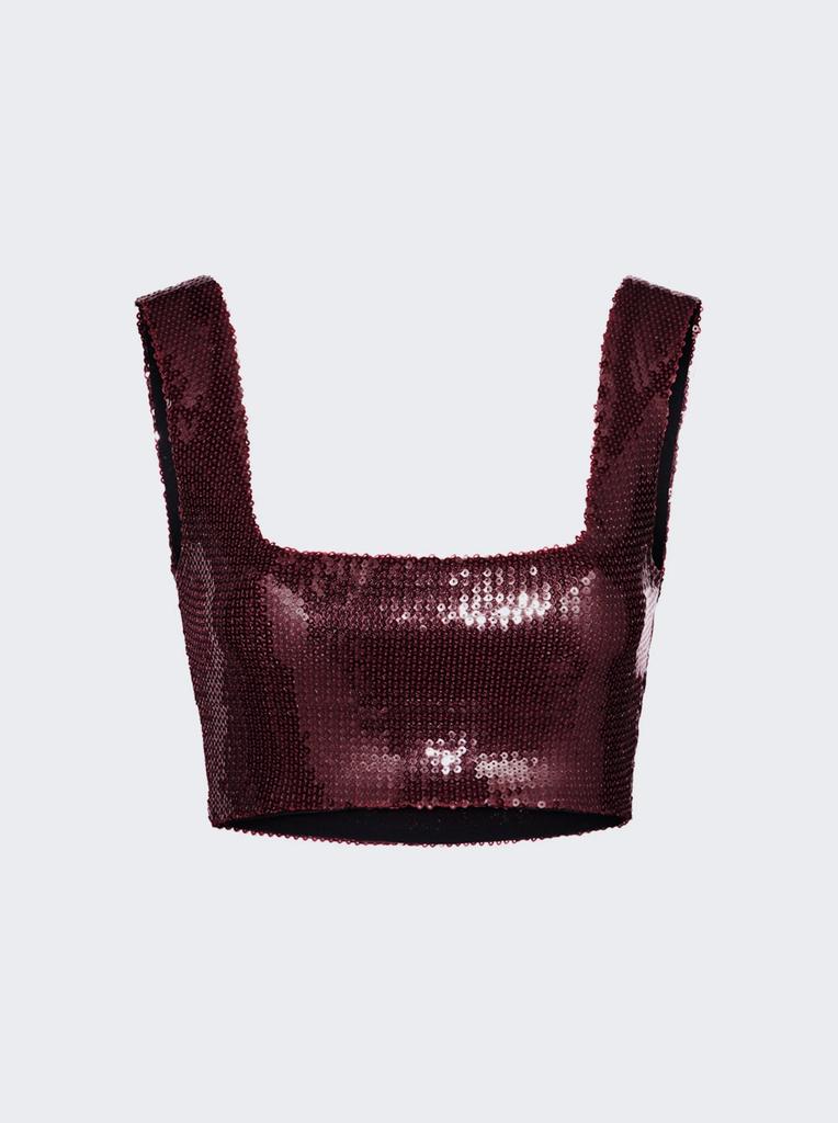 Galvan Sequin Beating Heart Crop Top Blood Red