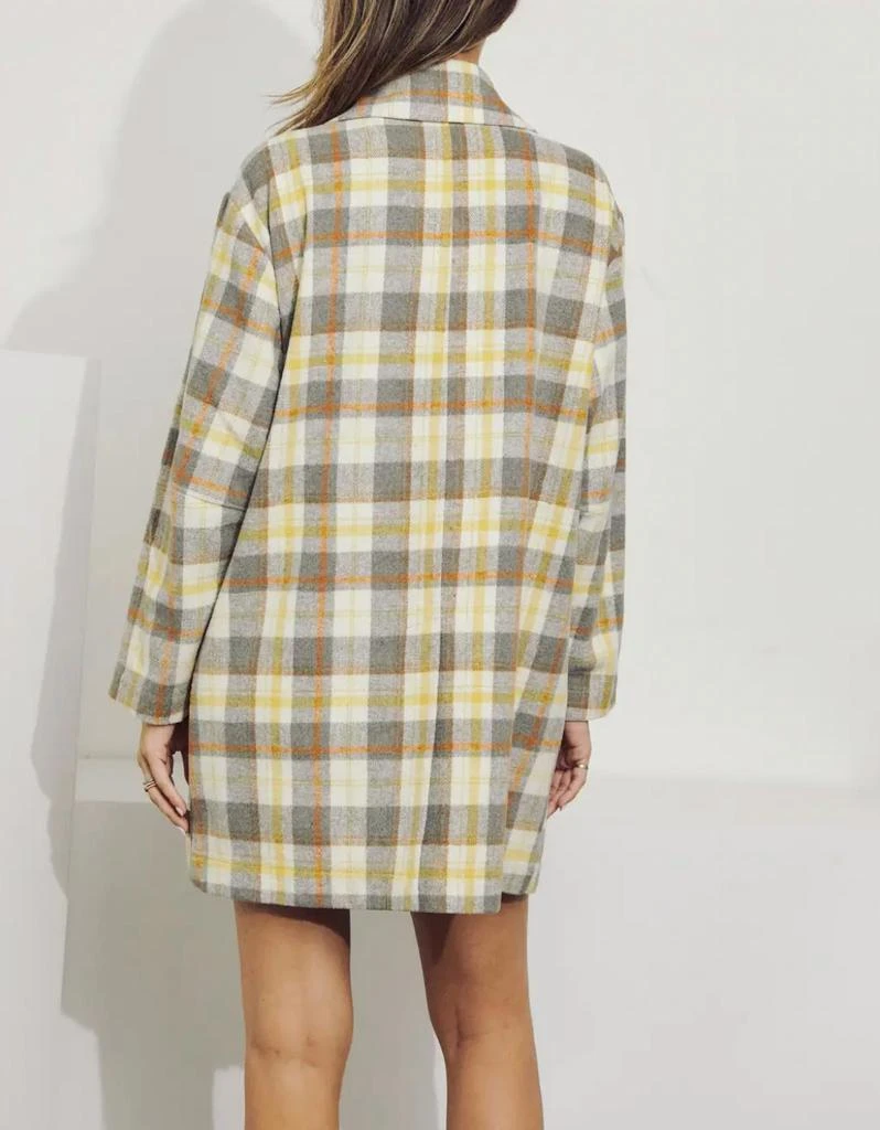 J.NNA Double-Breasted Oversized Checked Coat In Cream 2
