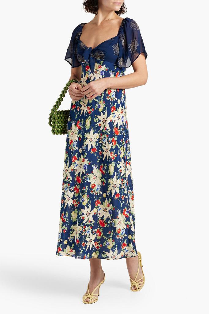 Rixo Paltrow glittered chiffon and floral-print silk-crepe maxi dress