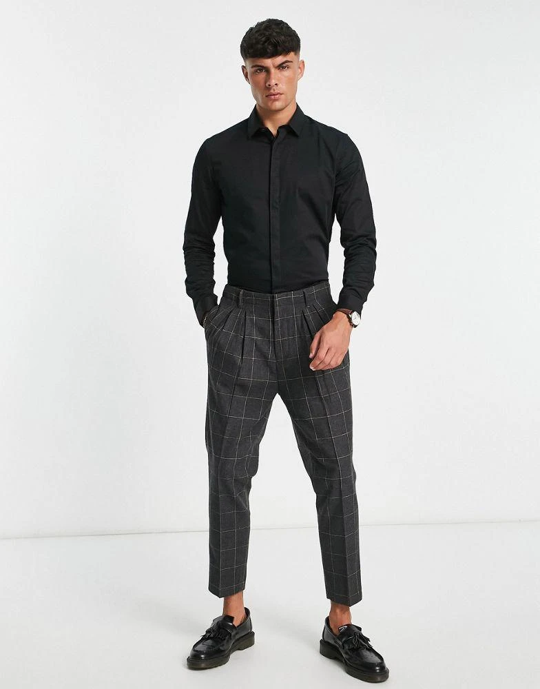 ASOS ASOS DESIGN  slim fit sateen shirt in black 3