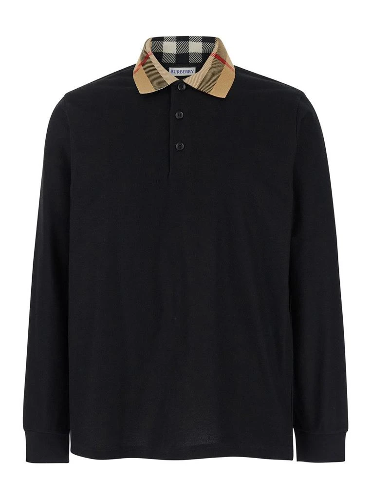 Burberry Burberry Check Detailed Long Sleeved Polo Shirt 1