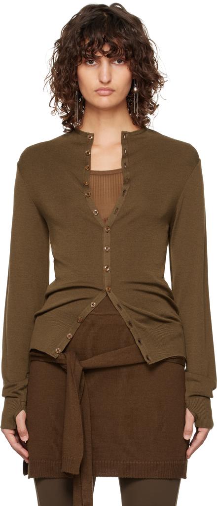 Lemaire Brown Fitted Seamless Cardigan