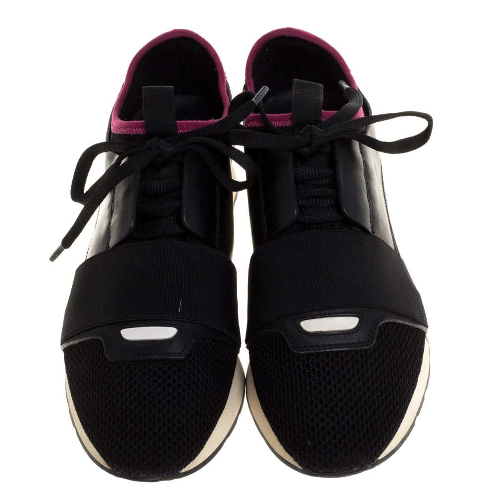 Balenciaga Balenciaga Black/Pink Leather And Mesh Race Runner Low Top Sneakers Size 37 3