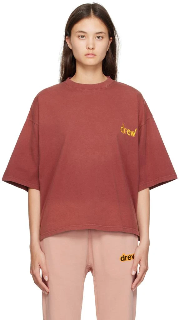 drew house Burgundy Scribble T-Shirt 1