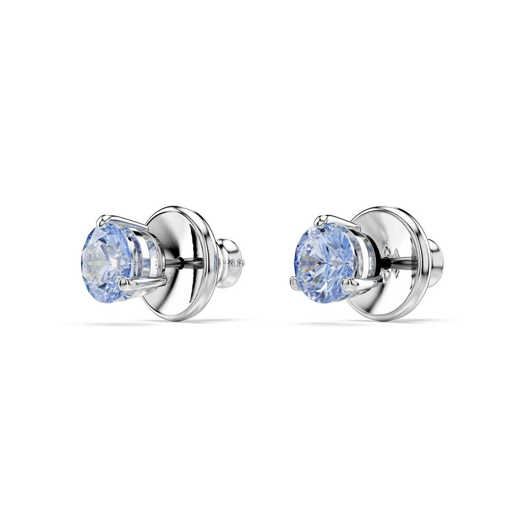 Swarovski Solitaire stud earrings round cut blue rhodium plated 3