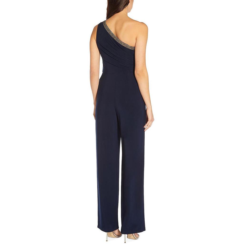 Adrianna Papell Petites Womens Ruched Drapey Jumpsuit