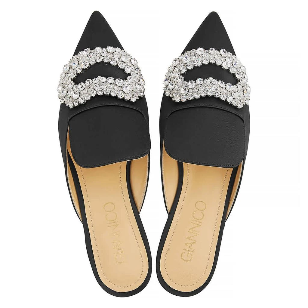 GIANNICO Ladies Black Daphne Flat Satin Mules 2
