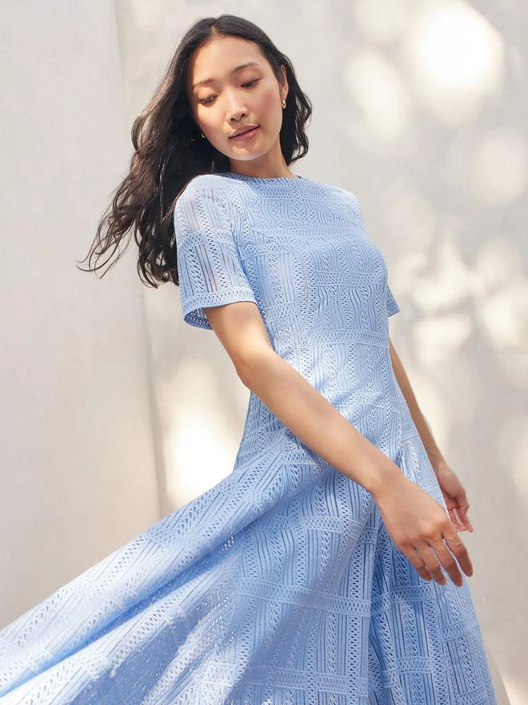 knee length dresses for ladies Entro Strapless Linear Floral Pleated Midi Dress with Pockets Large main image 1