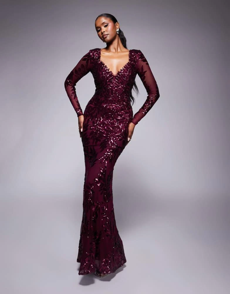 Shop Goddiva Long sleeve sequin leaf long sleeve maxi dress in burgundy on Sale at BeyondStyle Get 31% Off Goddiva Long sleeve sequin leaf long sleeve maxi dress in burgundy with Shop Goddiva Long sleeve sequin leaf long sleeve maxi dress in burgundy on Sale at BeyondStyle Get 31% Off Goddiva Long sleeve sequin leaf long sleeve maxi dress in burgundy with