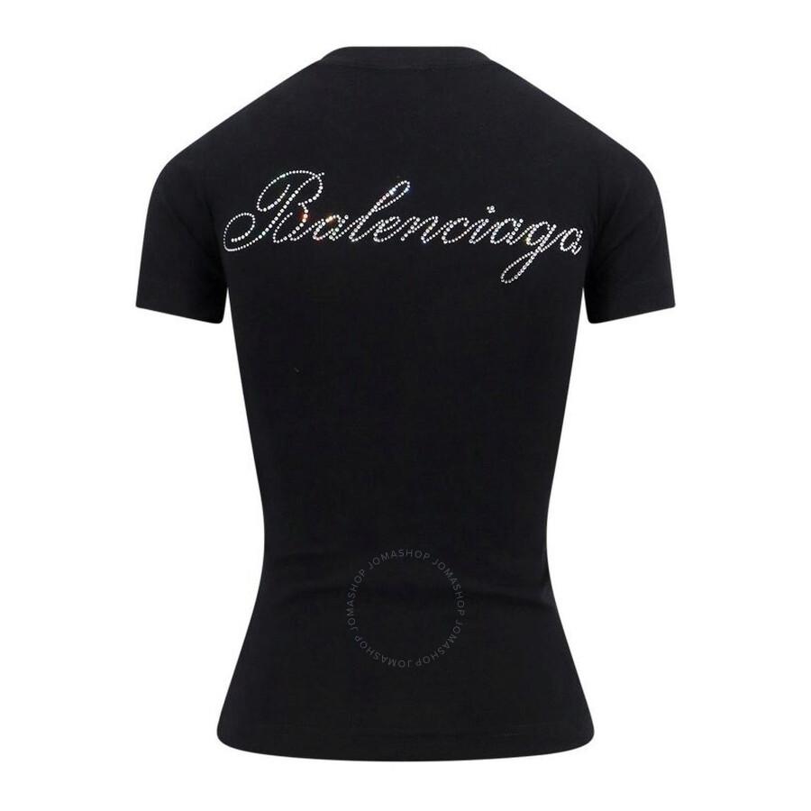 Balenciaga Rhinestone-Embellished Logo Fitted T-Shirt - T