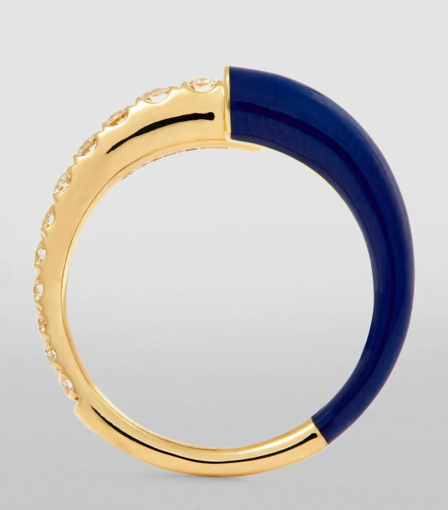 Melissa Kaye Yellow Gold, Diamond and Enamel Lola Ring 2