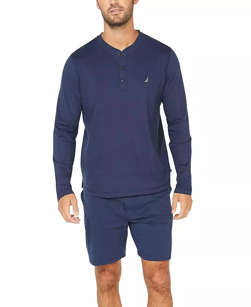 Nautica Men's Soft, Breathable Long Sleeve Henley Pajama Shirt 5