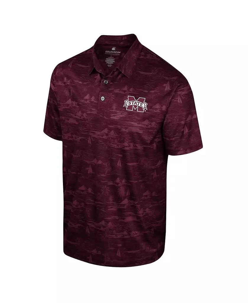 Colosseum Men's Maroon Mississippi State Bulldogs Daly Print Polo Shirt 3