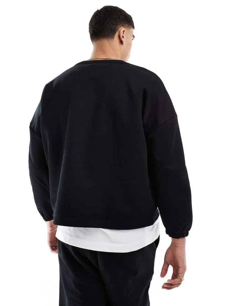ASOS ASOS DESIGN premium co-ord heavyweight boxy oversized sweatshirt in black - BLACK - BLACK 4